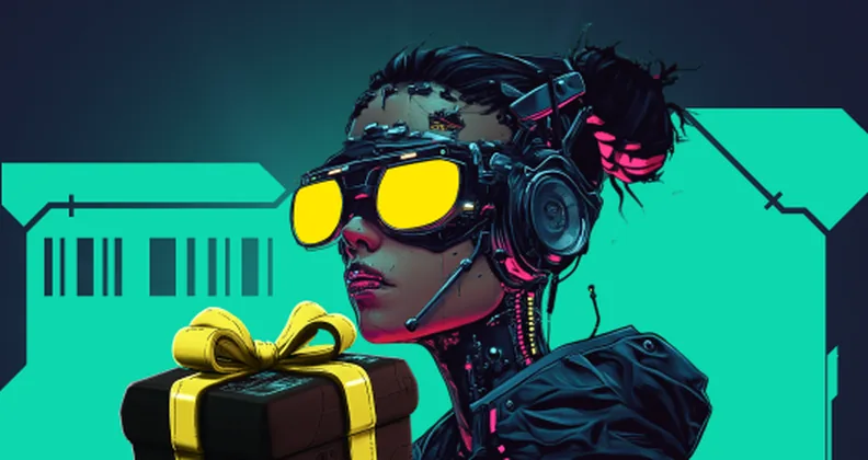 Betory inloggen: cyberpersonage met een cadeau uit de Betory-lobby